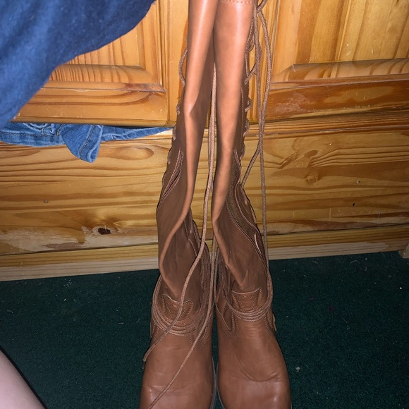 Brown Lace up boots with zipper - Picture 3 of 4